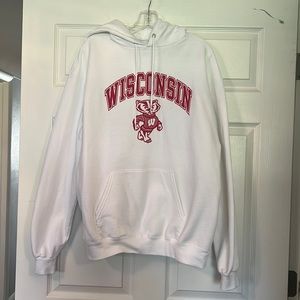 Champion Authentic Athleticwear White Wisconsin Hoodie Men’s size Large